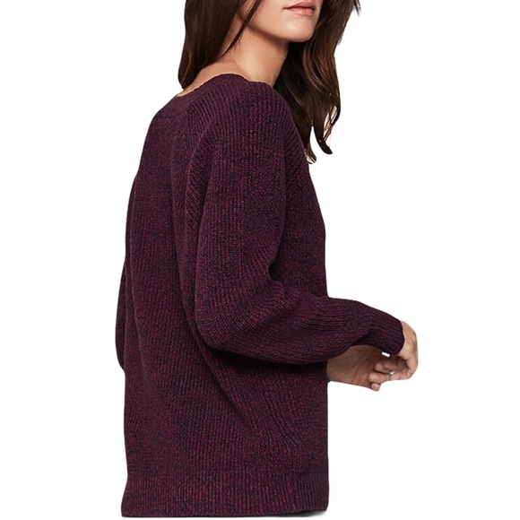 SOLD! BCBGMAXAZRIA V-Neck Burgundy Sweater, Size L - Picture 2 of 8